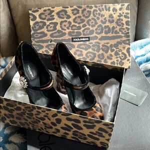 Dolce & Gabbana Black and Brown Leopard shoes